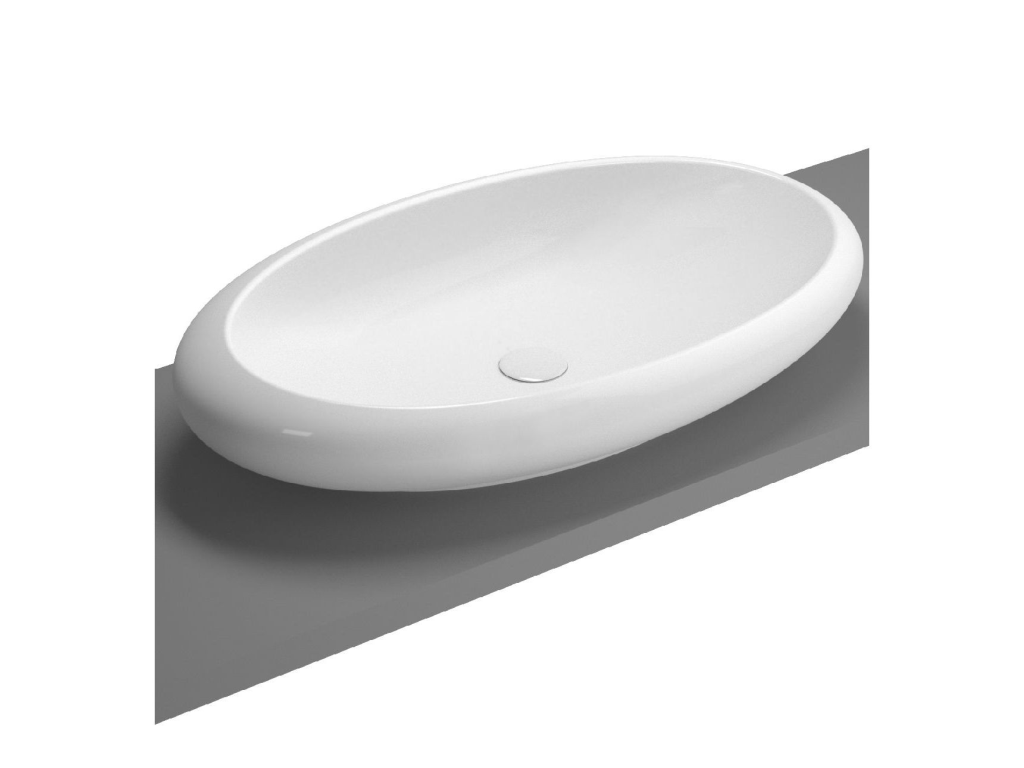 Oval çanak lavabo, 85 cm Armatür deliksiz, su taşma deliksiz, sifon dahil